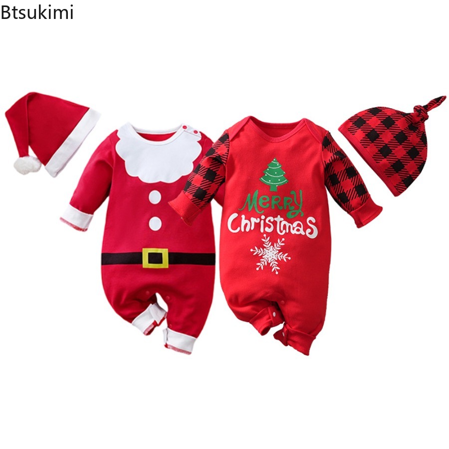 Baby Clothing Neutral - 0-18개월 아기 산타클로스 점프수트+모자 신생아용 뉴트럴