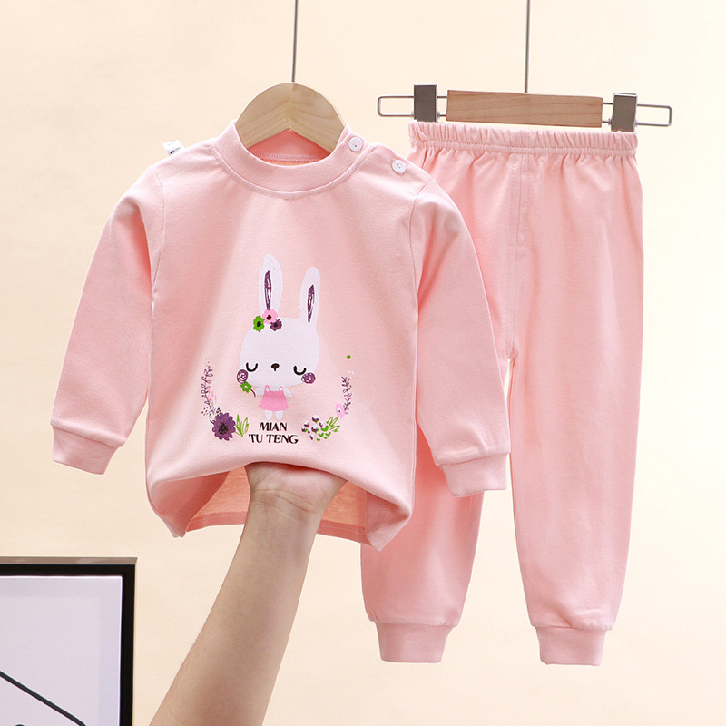 Baby Clothing For Sleep - 소녀를위한 가을 잠옷 잠옷 핑크 긴