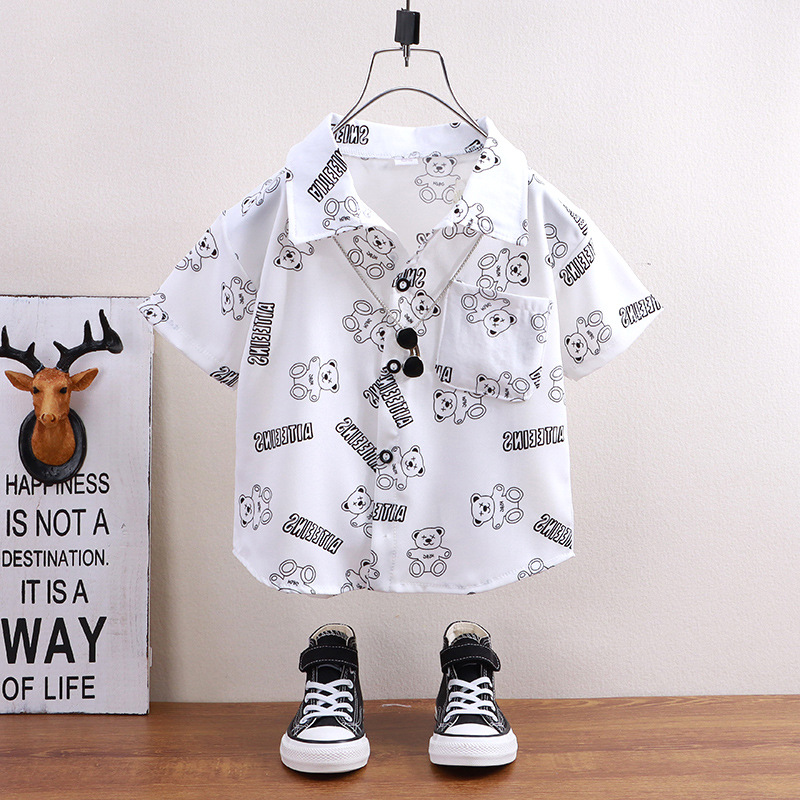 Baby Clothing Hong Kong - 아동 여름 반팔 셔츠 남자아이 상의