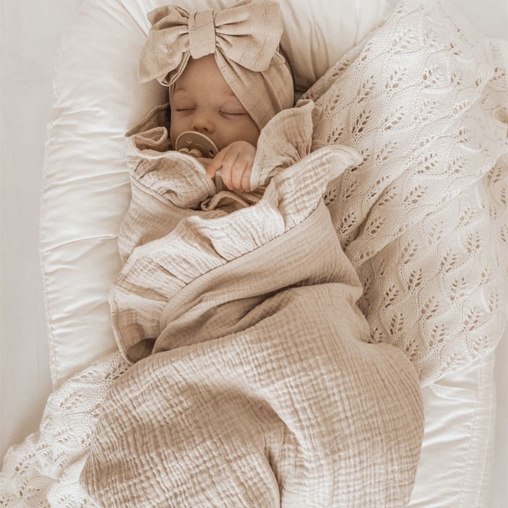 INS Ruffled Muslin 아기 Swaddle  - Baby Clothing Organic Cotton 리뷰 및 가격