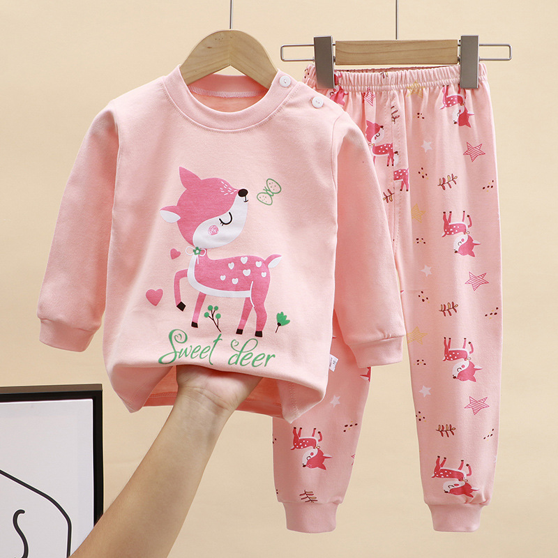 소녀를위한 가을 잠옷 잠옷 핑크 긴 소매 탑 + 바지  - Baby Clothing For Sleep 리뷰 및 가격
