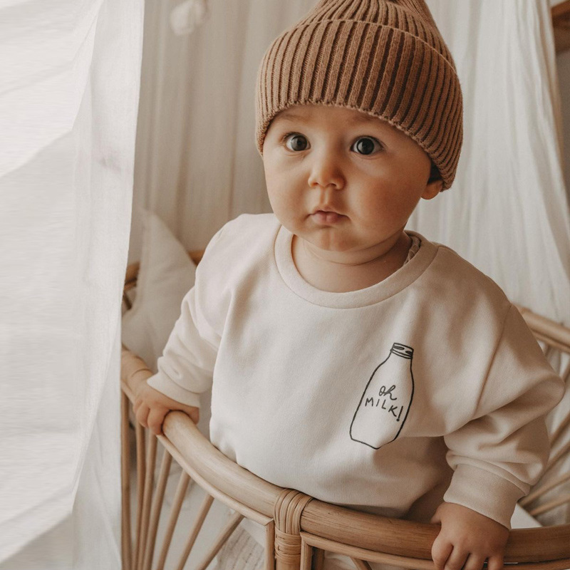 O-넥 밀크 프린트 스웨터, 가을 의류, 어린이 소녀, - Baby Clothing Organic Cotton 리뷰 및 가격