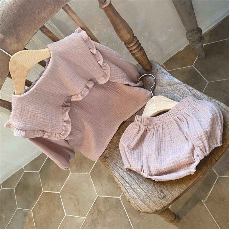 2pcs 신생아 아기 소녀 옷 유기농 면화 프릴 칼라  - Baby Clothing Organic Cotton 리뷰 및 가격