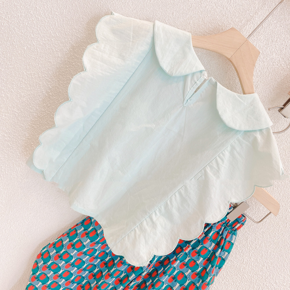 여름 소녀 의류 세트 홍콩 스타일 인형 칼라 물결 모양 - Baby Clothing Hong Kong 리뷰 및 가격